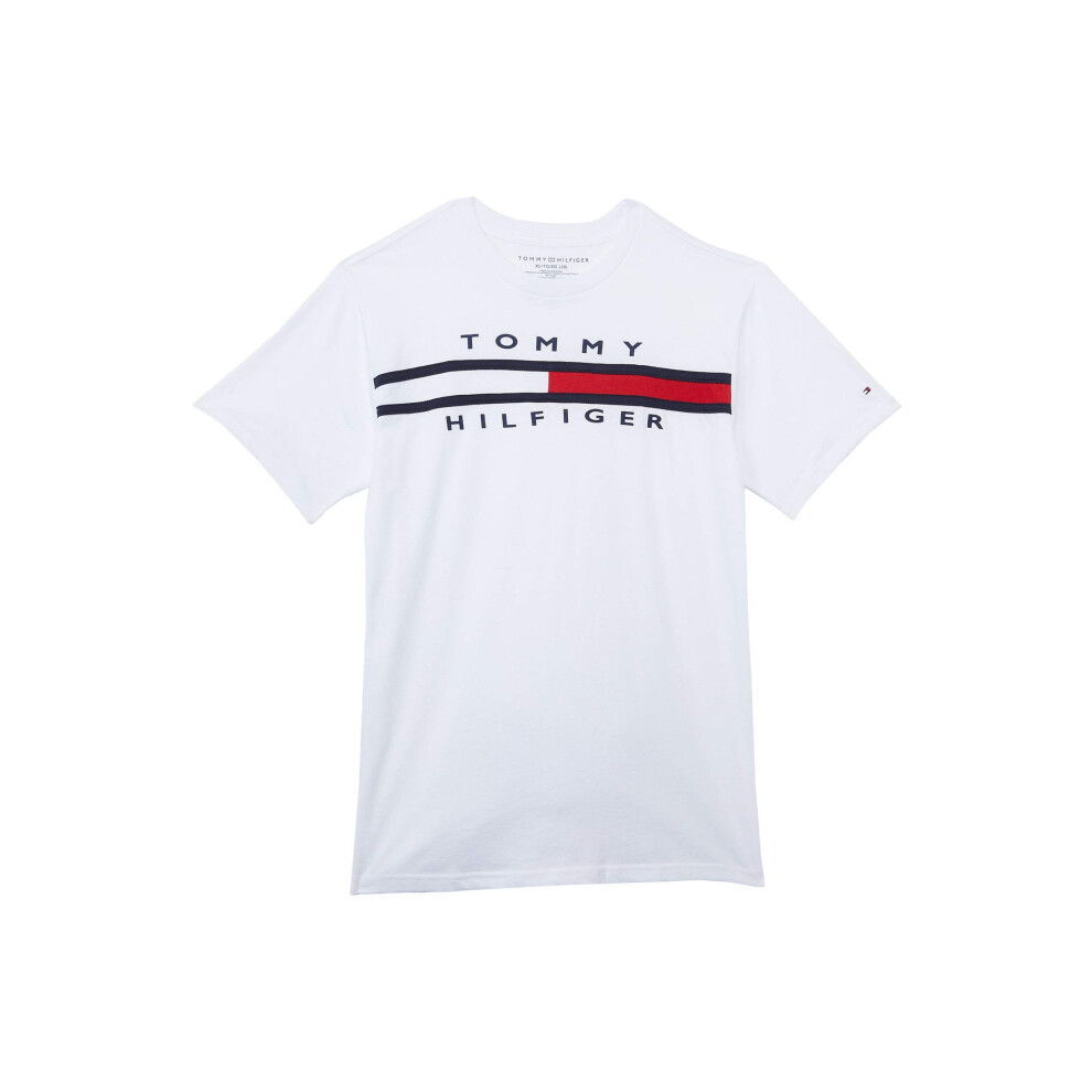 Tommy Hilfiger Boys' Short Sleeve Flag Crew Neck T-Shirt  Legacy White