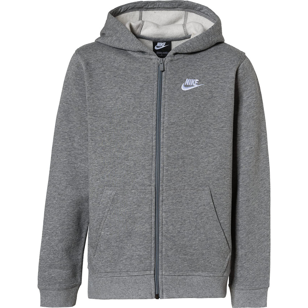 Nike Boy's NSW Club Full Zip Hoodie  Carbon Heather/Smoke Grey/White