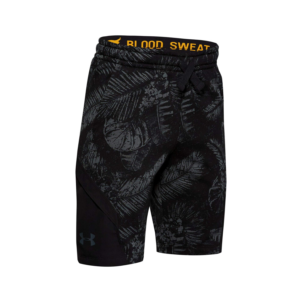 Under Armour Boys' Project Rock Terry Aloha Shorts (Small) Black