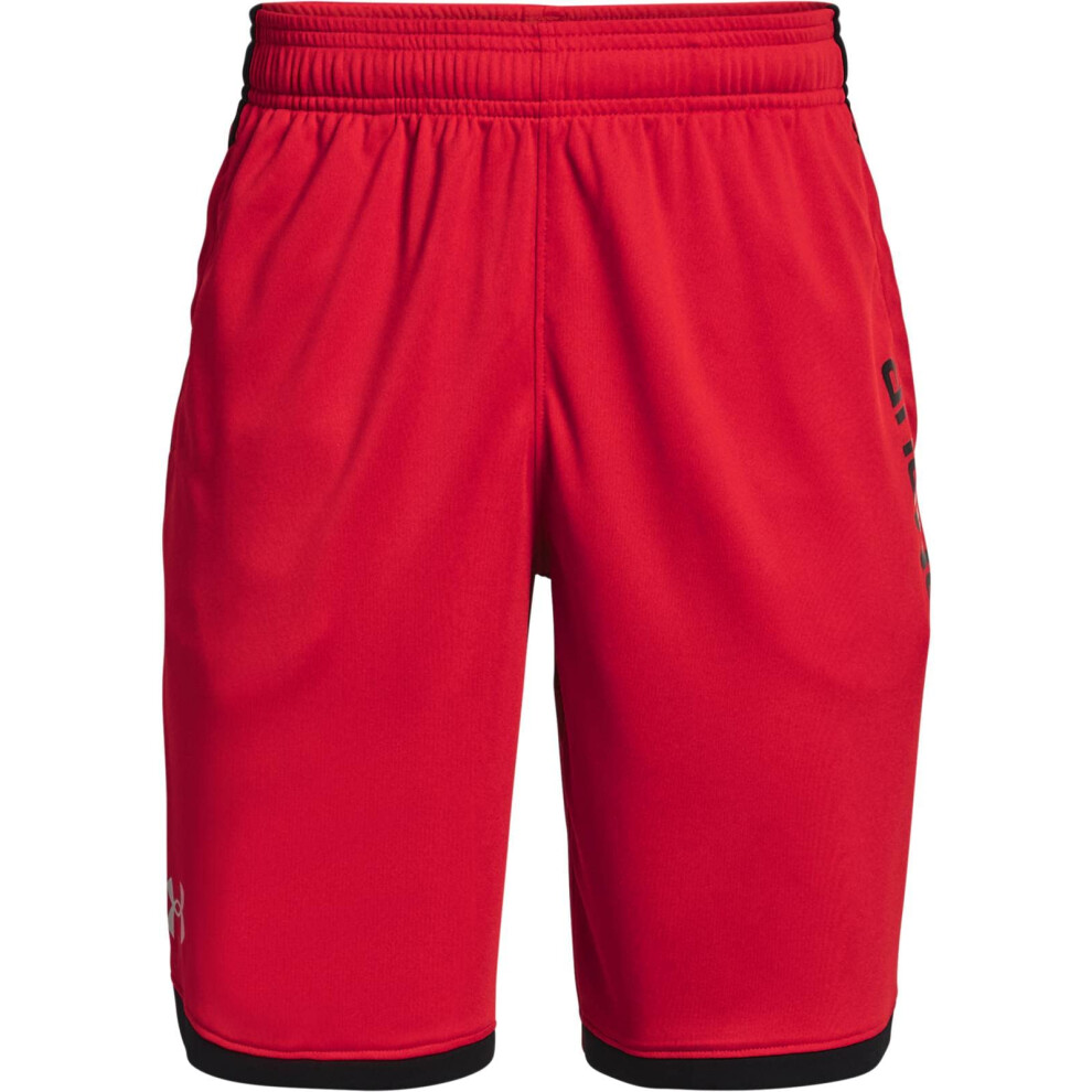 Under Armour Boys' Stunt 3.0 Shorts   Red (600)/Mod Gray   Youth X-Lar