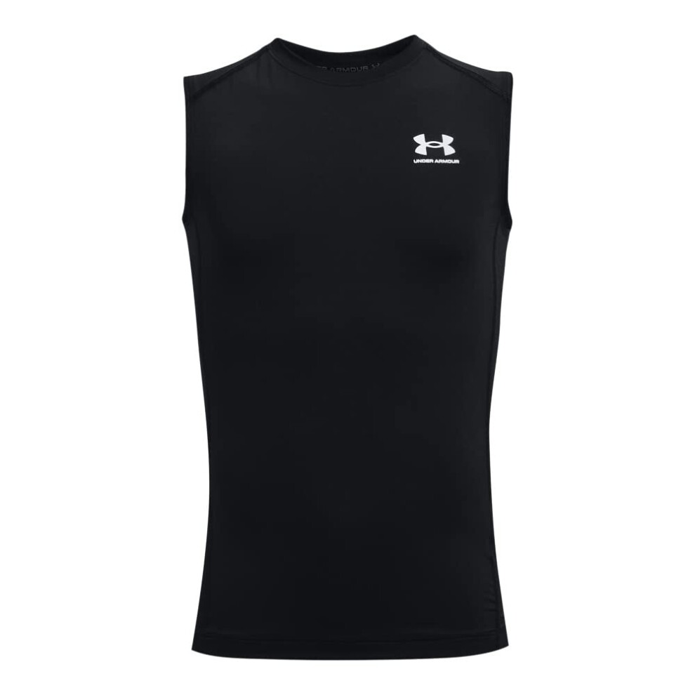 Under Armour Boys HeatGear Armour Sleeveless T-Shirt  Black (001)/Whit