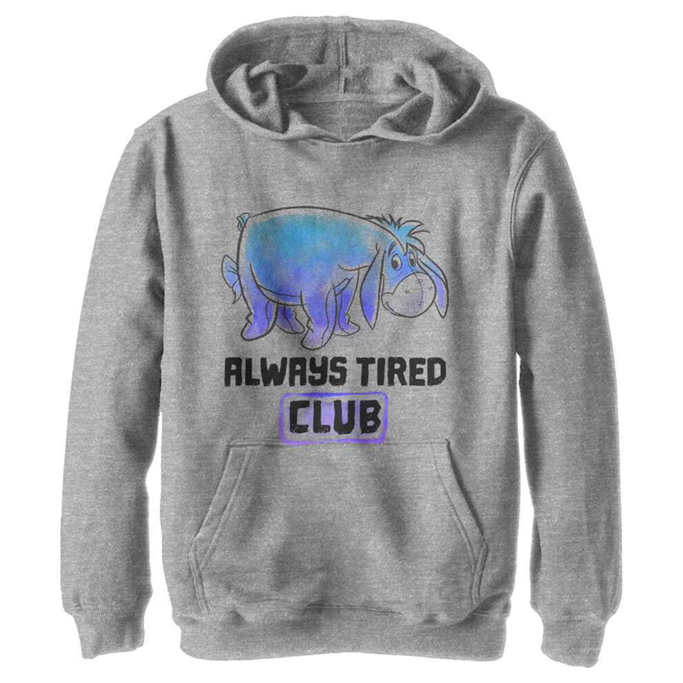 Disney Boy's Eeyore Tired Club Hoodie  Athletic Heather  X-Large