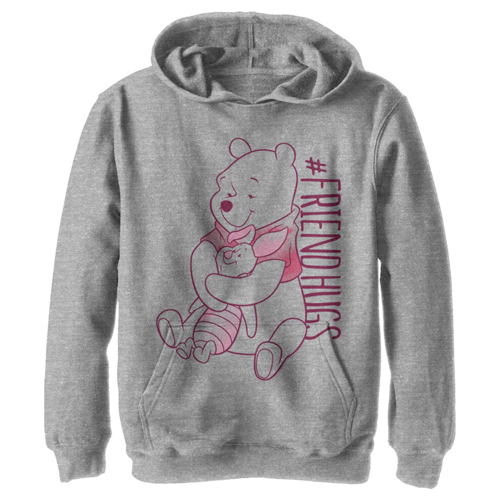 Disney Boy's Piglet Pooh Hugs Hoodie  Athletic Heather  X-Large