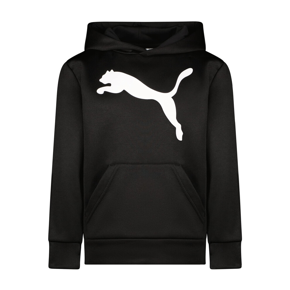 PUMA Boys' Logo Pullover Hoodie  Black/White  6