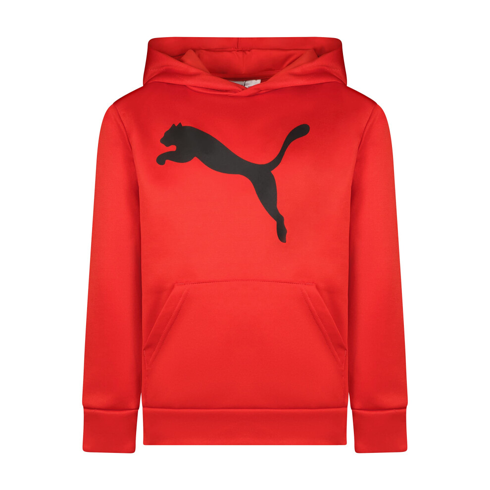 PUMA boys Logo Pullover Hoodie Hooded Sweatshirt  High Risk Red  Large