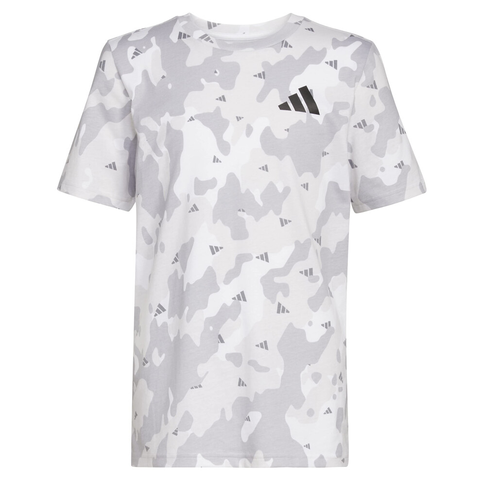 adidas Boys' Big Short Sleeve Cotton Camo Print T-Shirt  White  S(8)