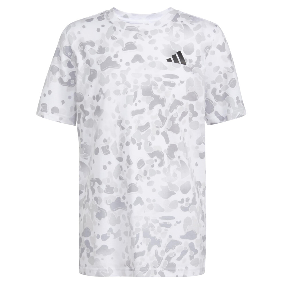 adidas Boys' Short Sleeve Cotton Camo Print T-Shirt  White and Light G