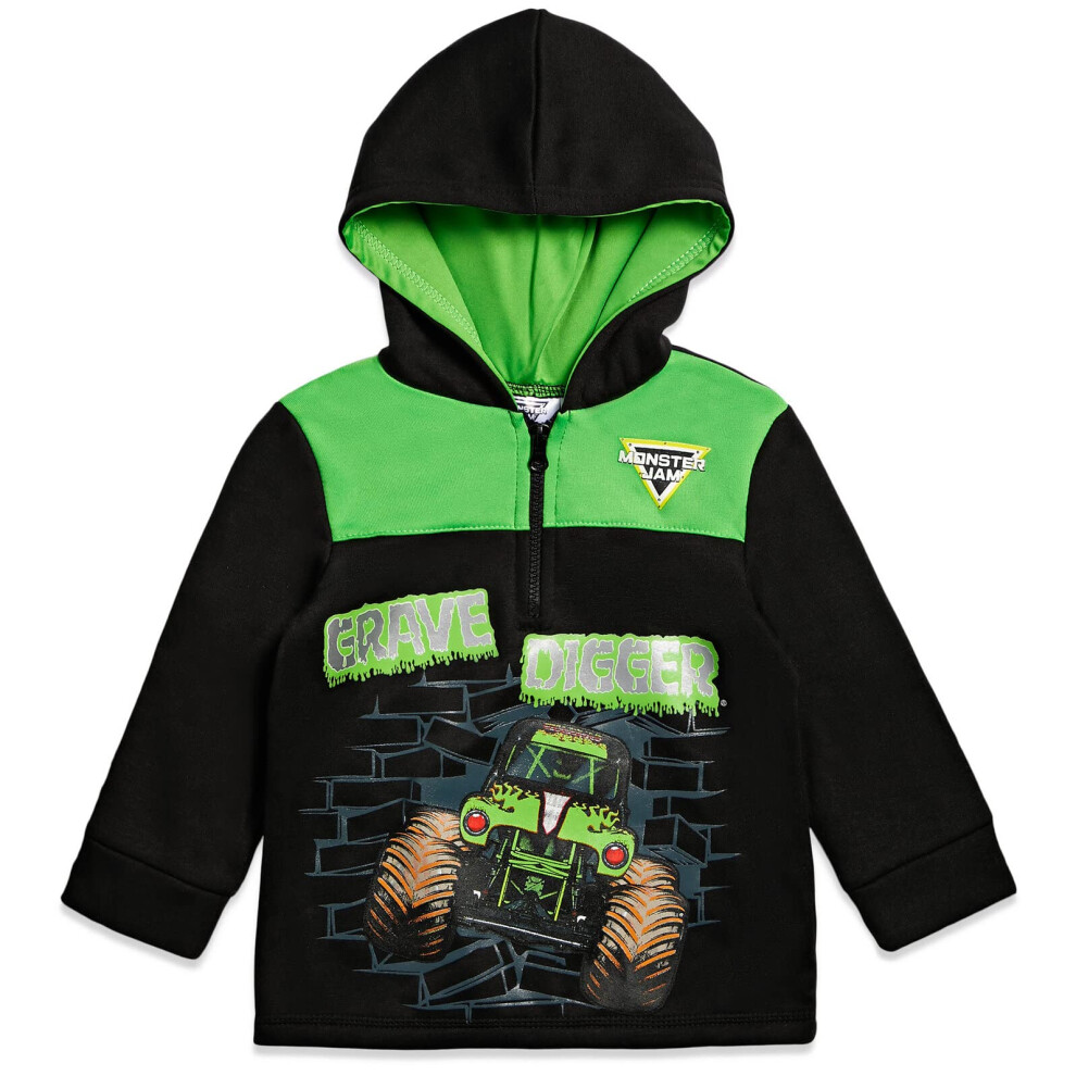 Monster Jam Grave Digger Toddler Boys Half Zip Hoodie 5T