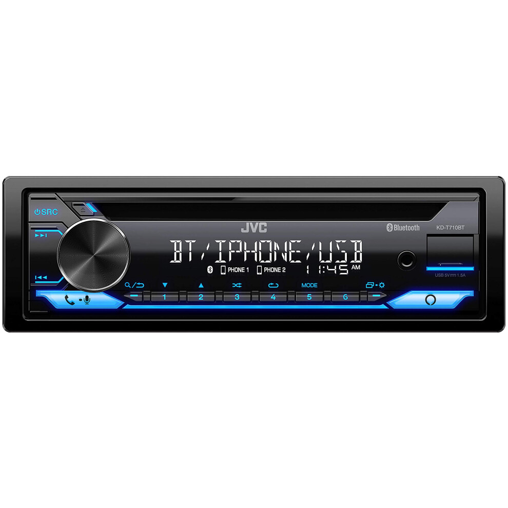 JVC KD-T710BT - CD Car Stereo  Single Din  Bluetooth Audio and Hands F