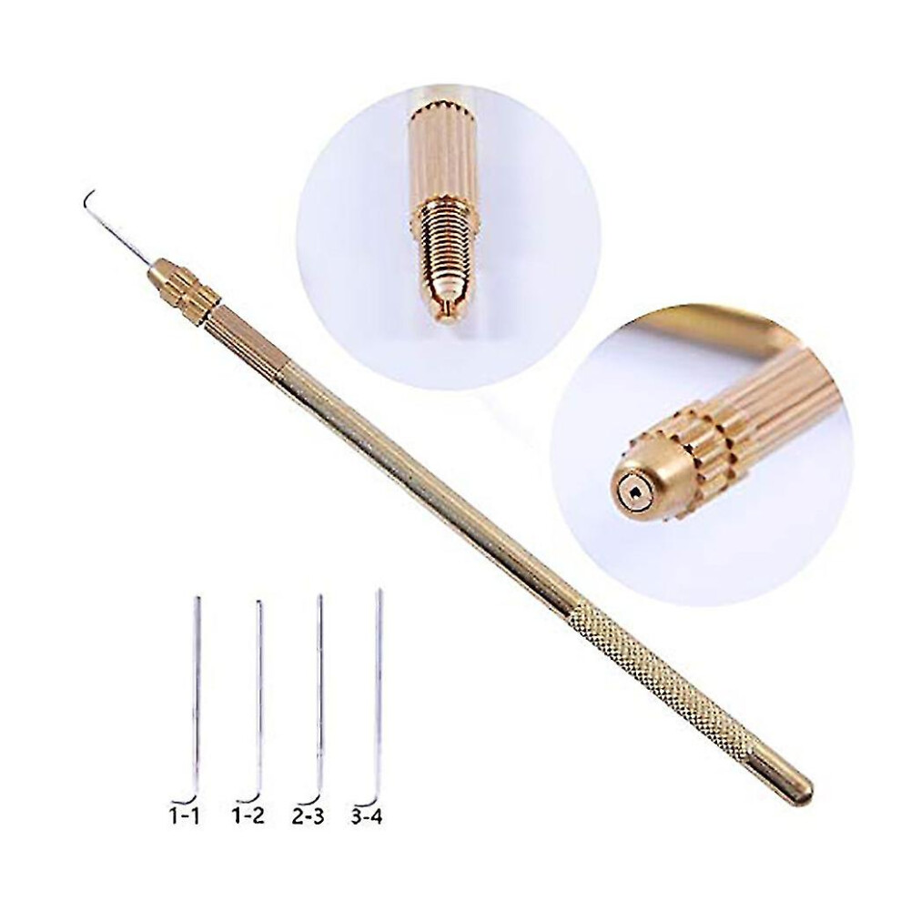 4 Pcs Ventilating Needles 1 Brass Holder For Lace Wig Needle Not,Specified