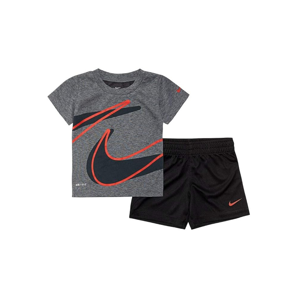 Nike Kids Boy's Dri-FIT Dropset Tee & Shorts Set (Little Kids) Black 6