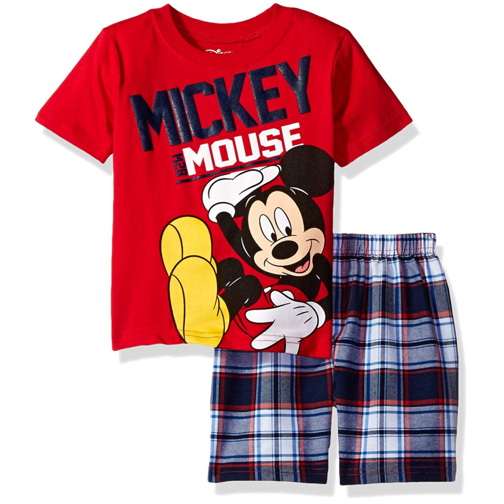 Disney Infant Baby Boys' Mickey Mouse Plaid Short Set with T-Shirt  Re