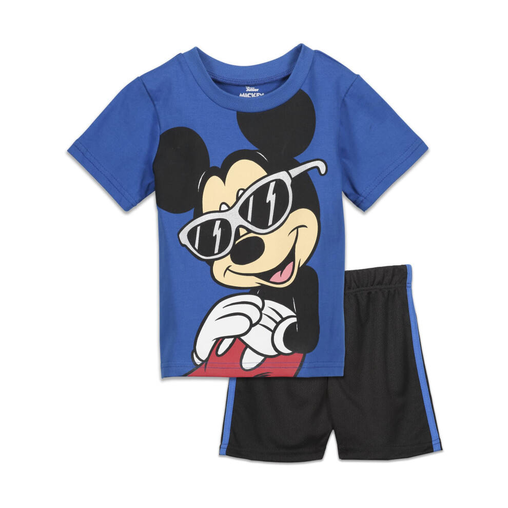 Disney Mickey Mouse Big Boys T-Shirt and Mesh Shorts Outfit Set Navy-B