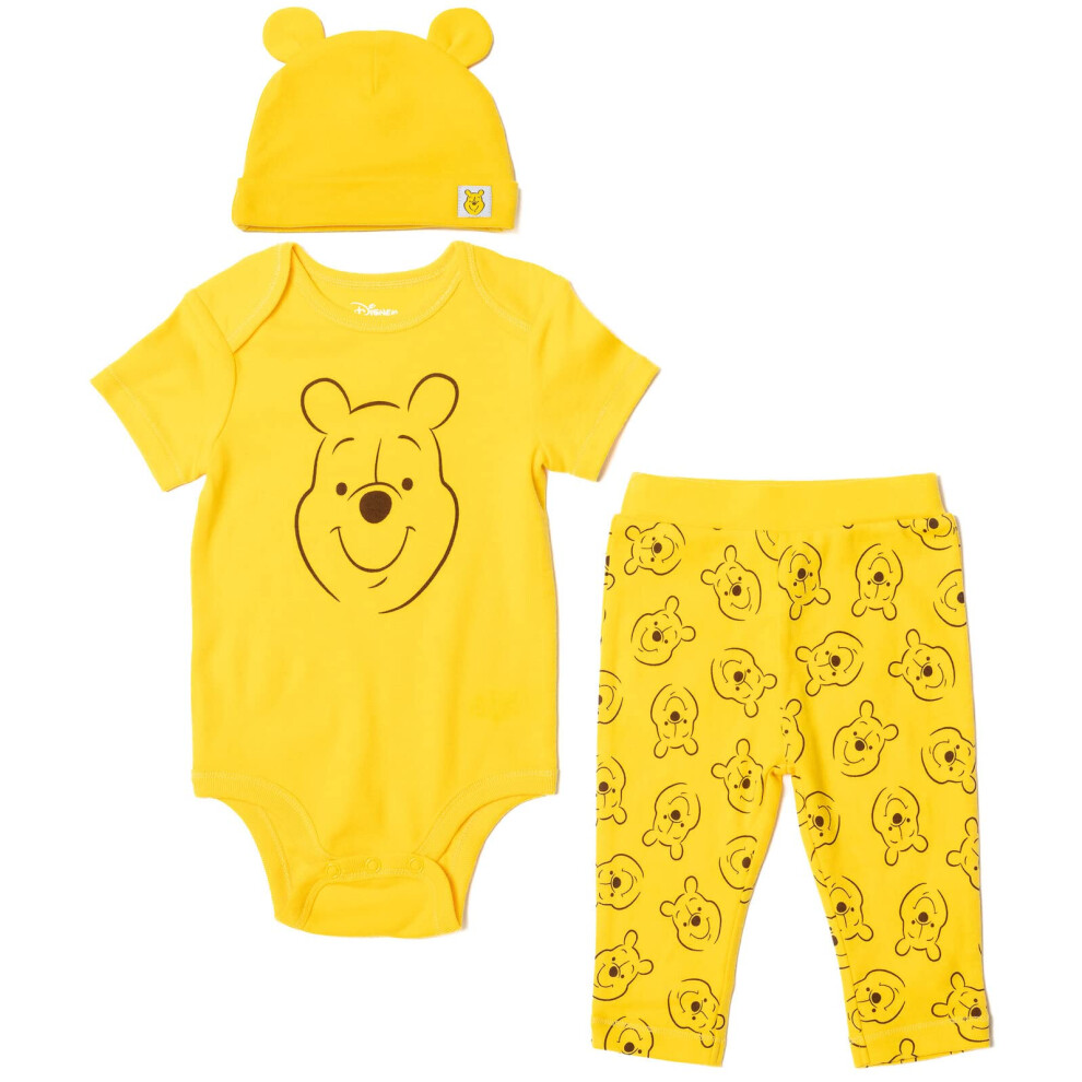 Disney Winnie the Pooh Newborn Baby Boy or Girl Bodysuit Pants and Hat