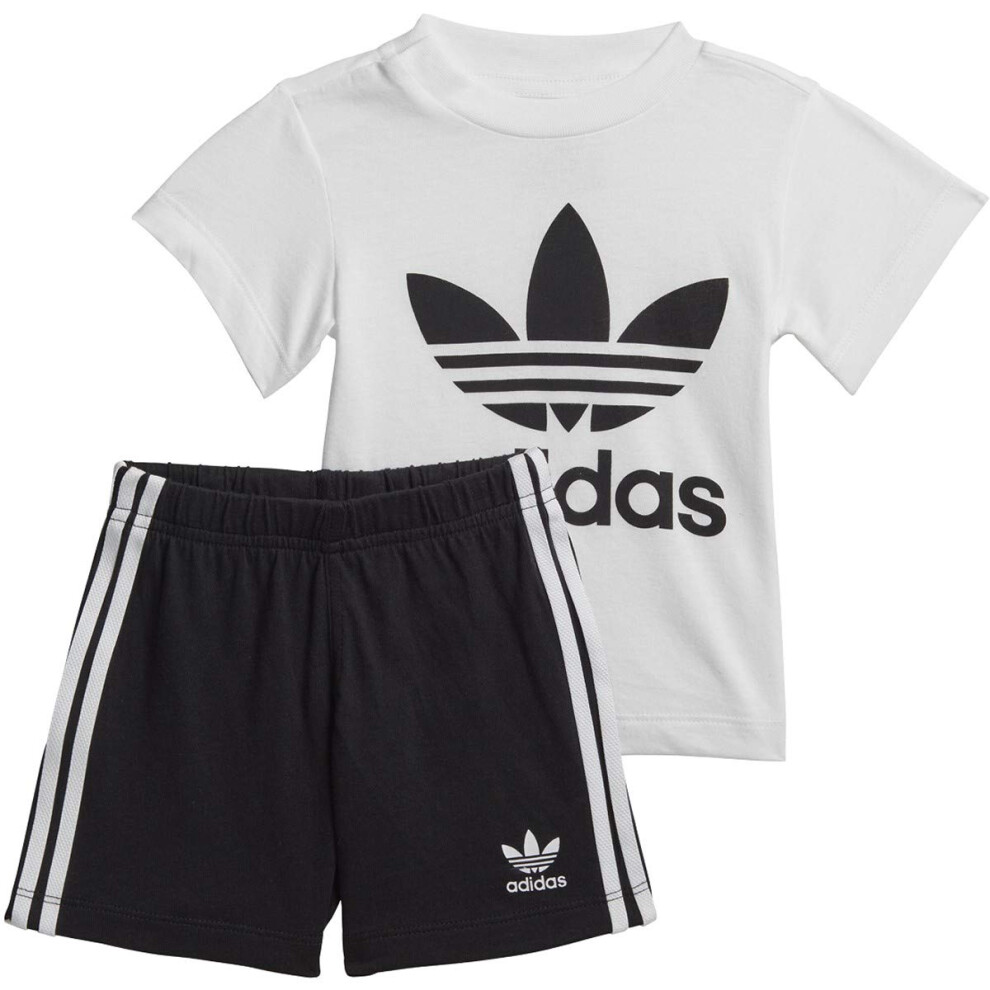 adidas Originals unisex baby Trefoil Shorts Tee Set T Shirt  White/Bla