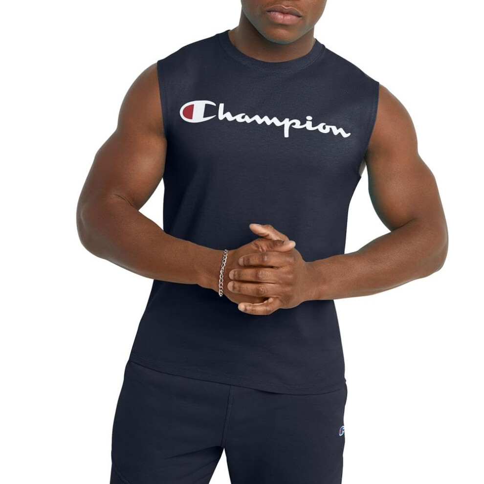 Champion Men's Graphic Jersey Muscle  navy  Medium