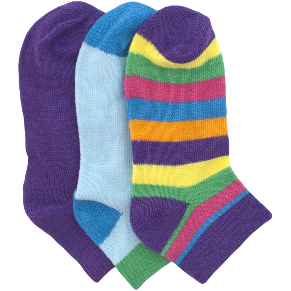 Fruit of the Loom Baby Girl's 3 Pack Jumbo Stripe Ankle Socks  Assorte