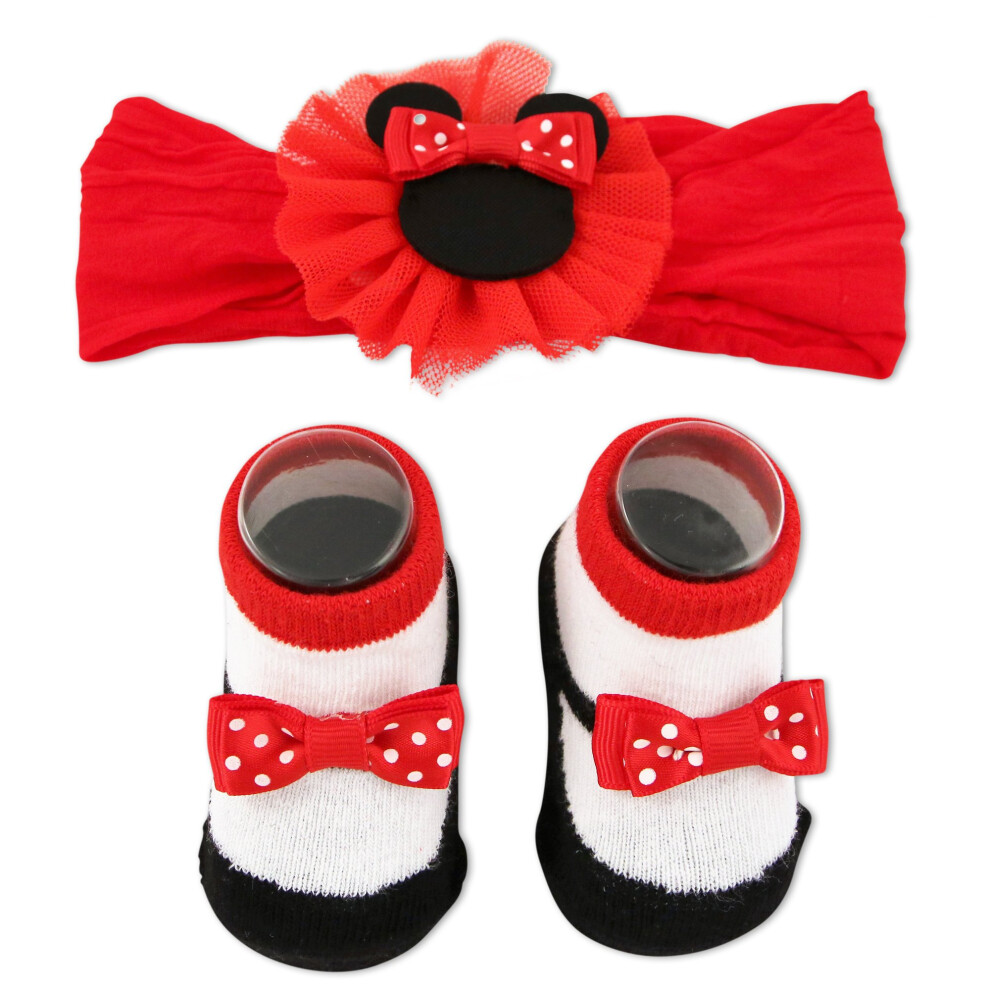 Disney Baby Girls Minnie Mouse Gift Set - 2 Piece Headband and Socks (