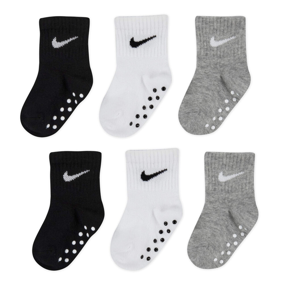 NIKE Children's Apparel Baby Ankle Gripper Socks (3 Pairs)  Black/Whit