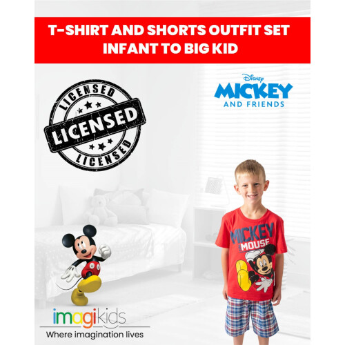 Disney Disney Mickey Mouse Σετ T-Shirt και Σορτσάκι για Μικρούς Αγόρια Πλατύ Κόκκινο 5 2