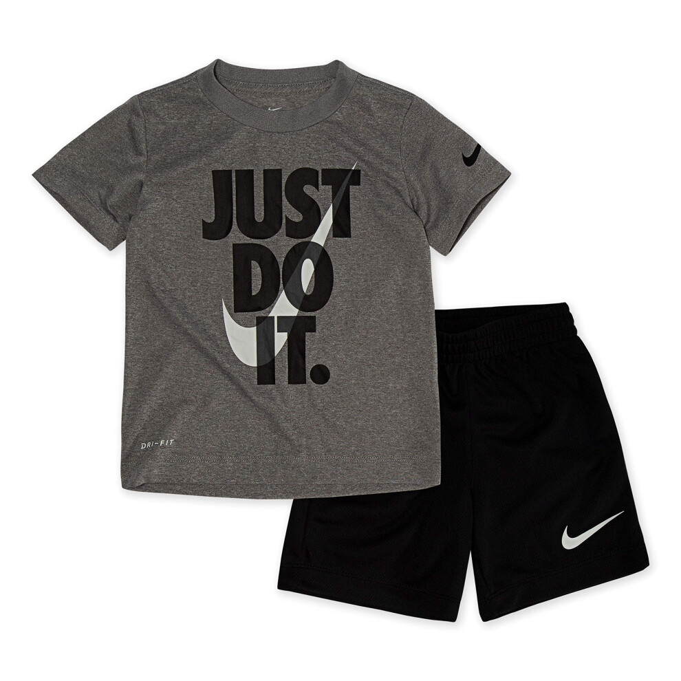 Nike Boy`s Dri-Fit T-Shirt & Shorts 2 Piece Set (Black(66F026-023)/Whi