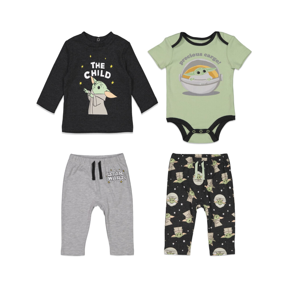 STAR WARS The Mandalorian The Child Baby Boys 4 Piece Layette Set: Bod