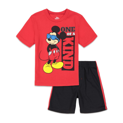 Disney Disney Mickey Mouse Αγόρια Βρεφικά Αθλητικά T-Shirt και Σορτσάκι Κόκκινο 3T