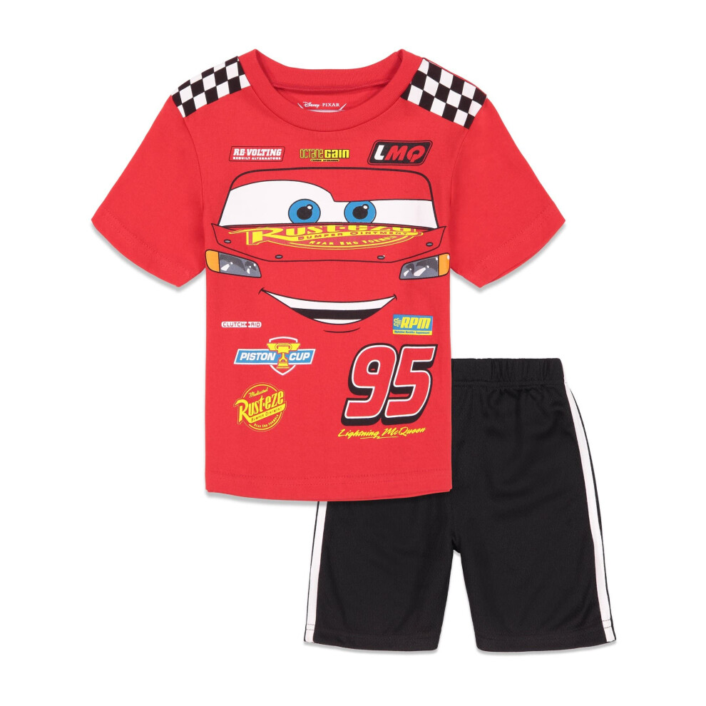 Disney Pixar Cars Lightning McQueen Toddler Boys T-Shirt Mesh Shorts S