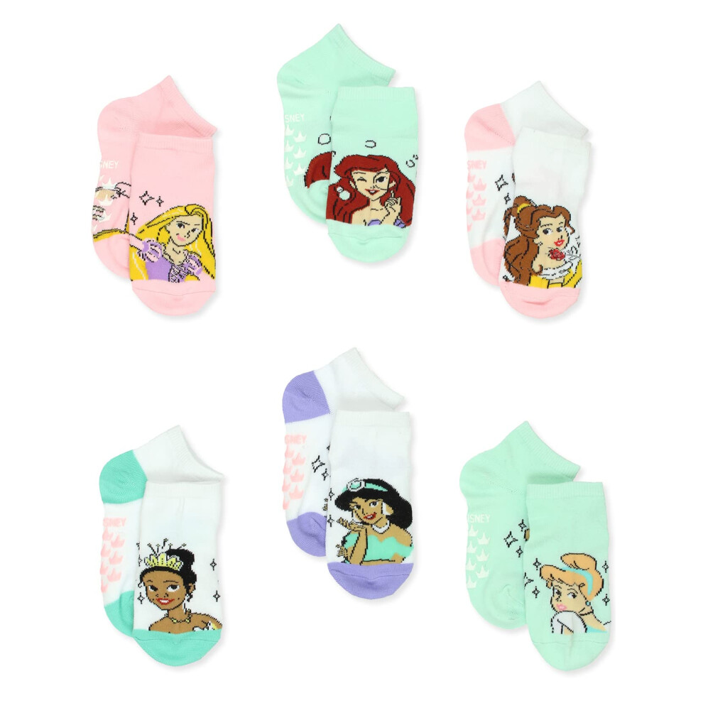 Disney Princess Toddler Girls 6 Pack Socks with Grippers (X-Small (2-4