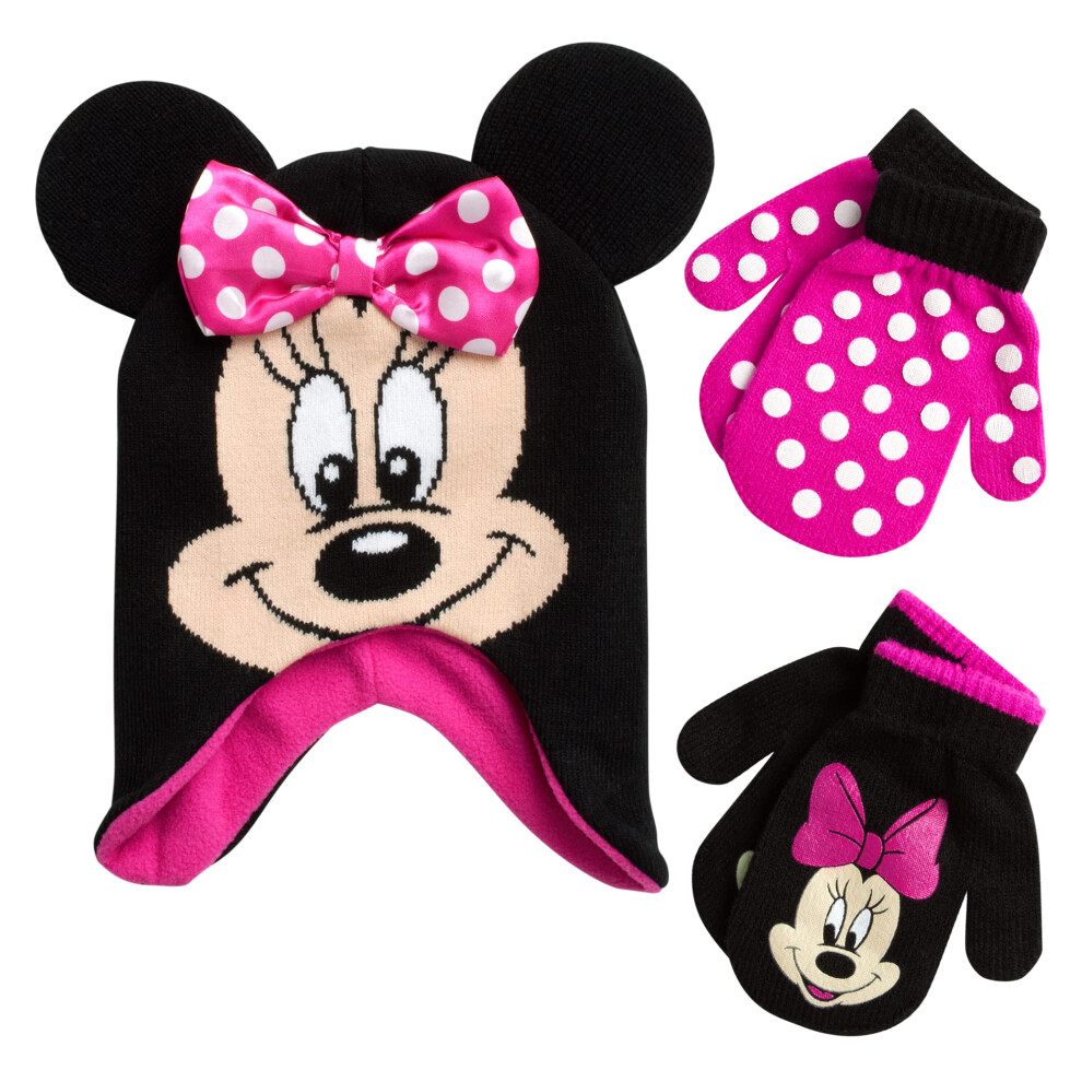 Disney Girls Minnie Mouse and Vampirina Winter Hat and 2 Pair Mitten o