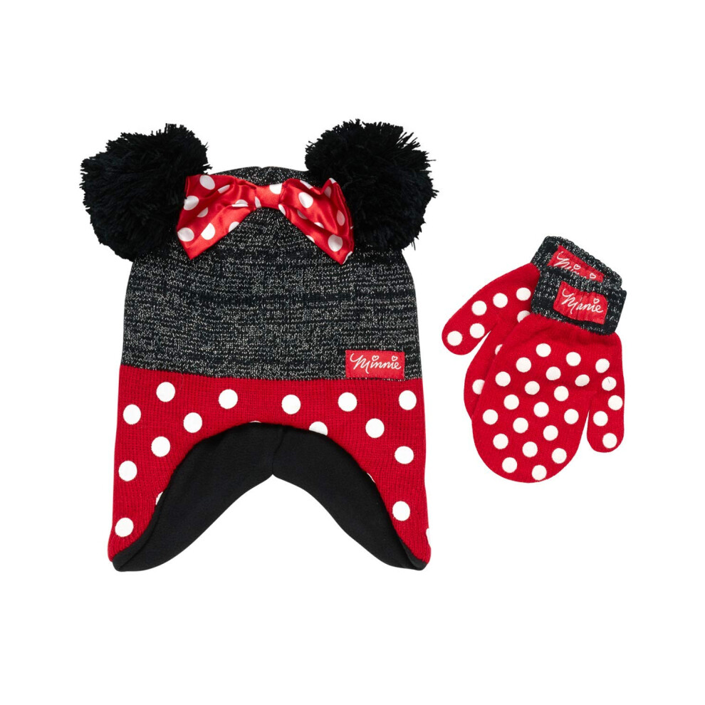 Disney Girls Minnie Mouse Winter Hat and Mitten or Glove Set (Toddler/