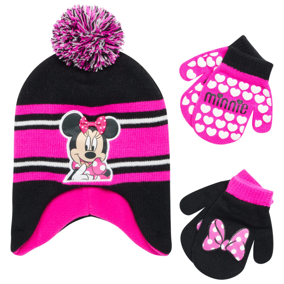 Disney Girls Minnie Mouse and Vampirina Winter Hat and 2 Pair Mitten o