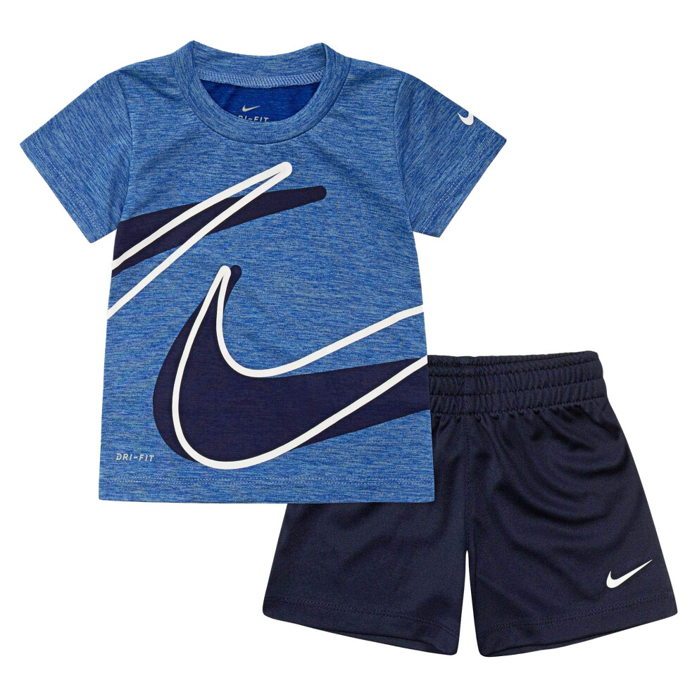 Nike Boy`s Dri-Fit T-Shirt & Shorts 2 Piece Se (Obsidian(76E526-695)/W