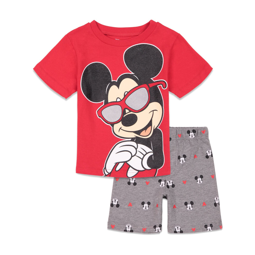 Disney Mickey Mouse Little Boys T-Shirt and Shorts Outfit Set Gray/Red