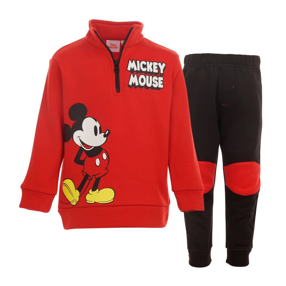 Disney Mickey Mouse Little Boys Half-Zip Sweatshirt & Pants Red 6