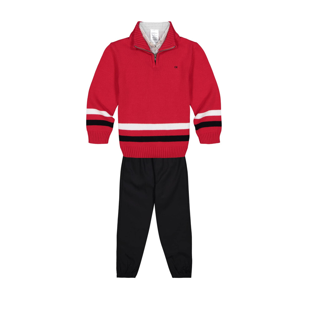 Calvin Klein Boys' 3-piece Sweater Set With Matching Button-down Shirt