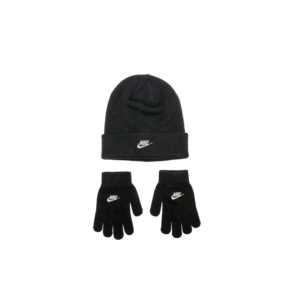 Nike Girls' Beanie & Gloves 2 Piece Set (Black) One Size Fits All (7-1