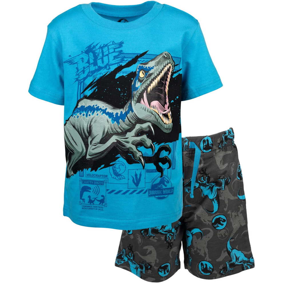 Jurassic World Dinosaur Blue Big Boys Graphic T-Shirt French Terry Sho