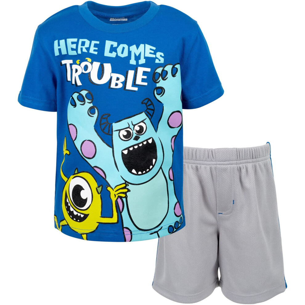 Disney Pixar Monsters Inc. Sully Mike Toddler Boys T-Shirt Mesh Shorts