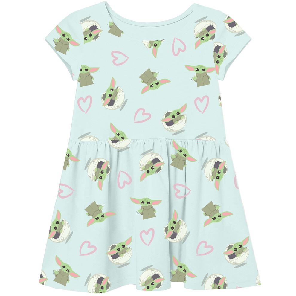 STAR WARS The Mandalorian Little Girls' Baby Yoda Dress  Mint (4)