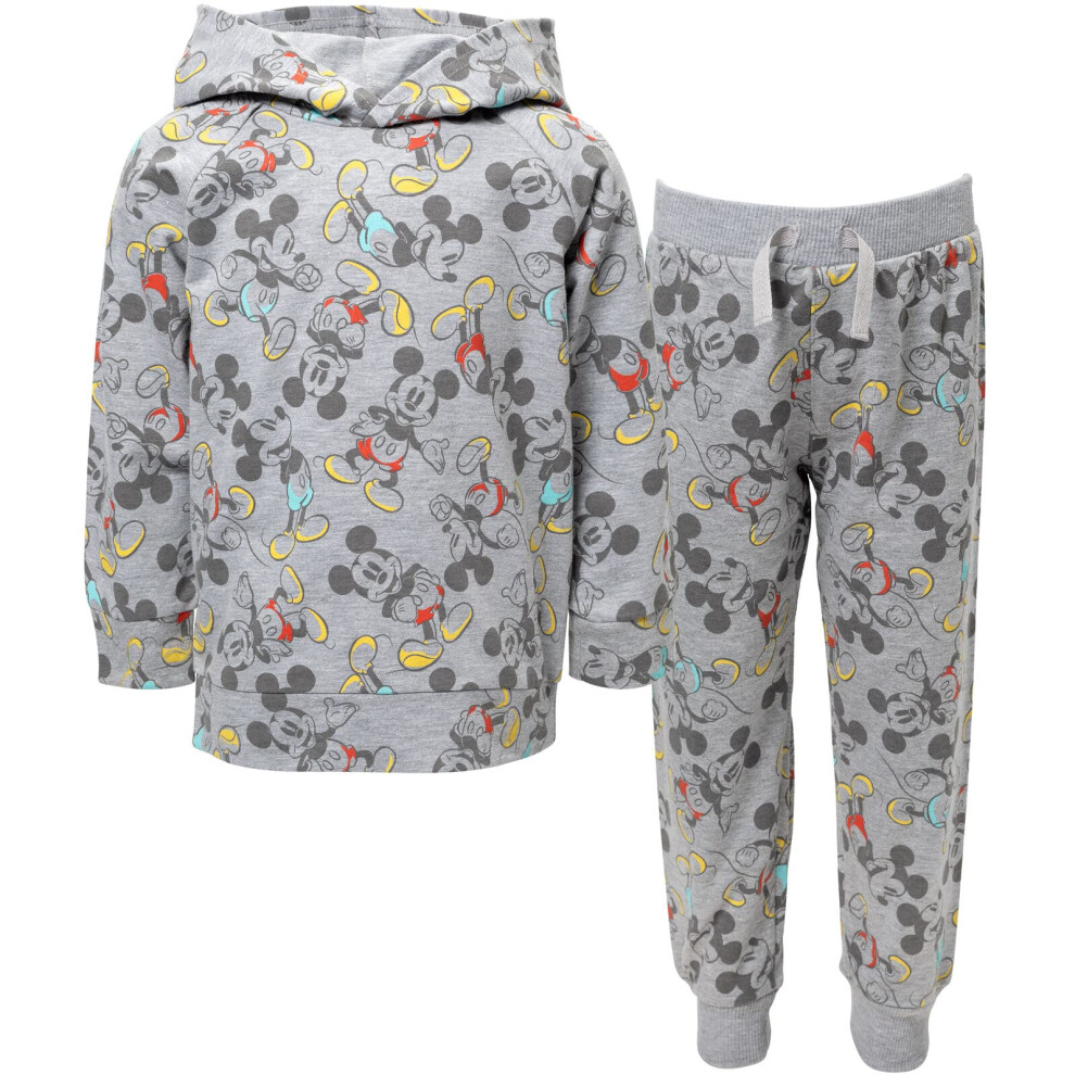 Disney Mickey Mouse Big Boys French Terry Pullover Hoodie Set Grey 10-