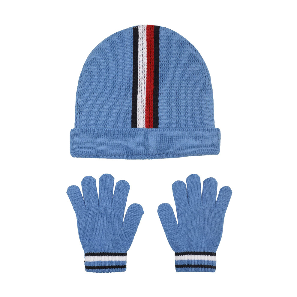 Tommy Hilfiger Boys' Beanie & Magic Glove Accessories Set  Blue  4-7