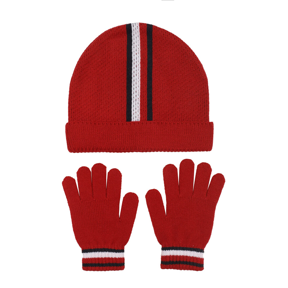 Tommy Hilfiger Boys Accessories Set Cold Weather Hat  Red  4-7 US