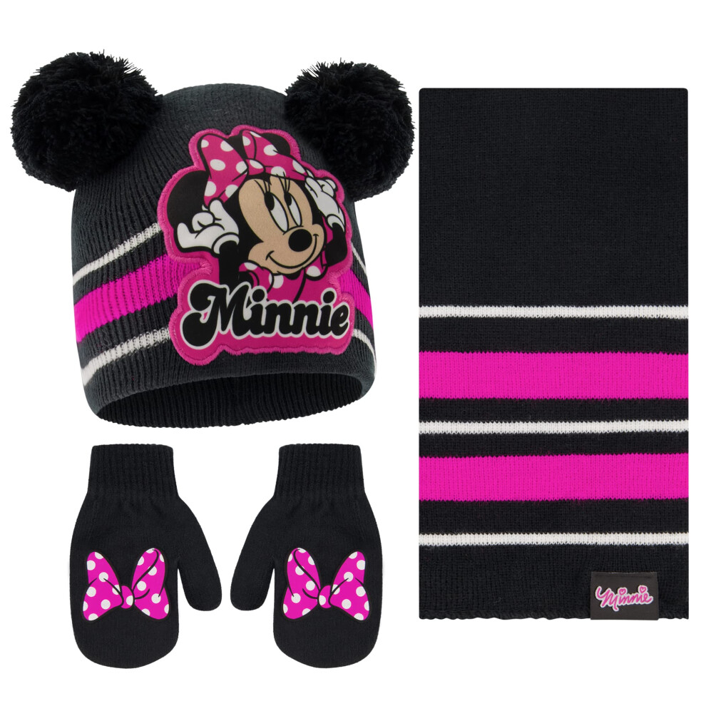 Disney Little Girls Toddler Winter  Scarf 2-4 Or Minnie Mouse Hat Scar