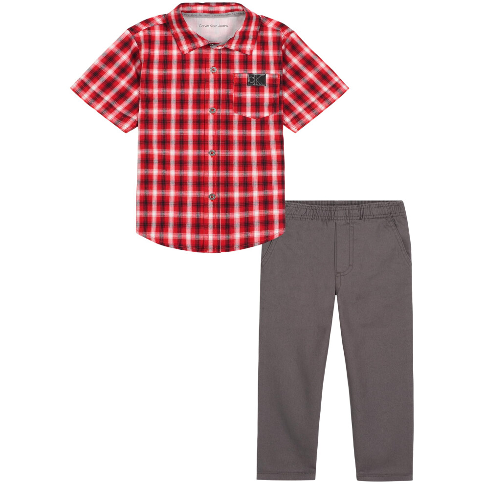 Calvin Klein Boys 2-Piece Short Sleeve Woven Shirt & Pant Set  Everyda