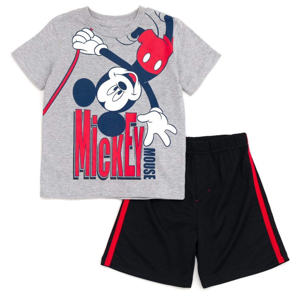 Disney Mickey Mouse Little Boys T-Shirt and Mesh Shorts Outfit Set Hea