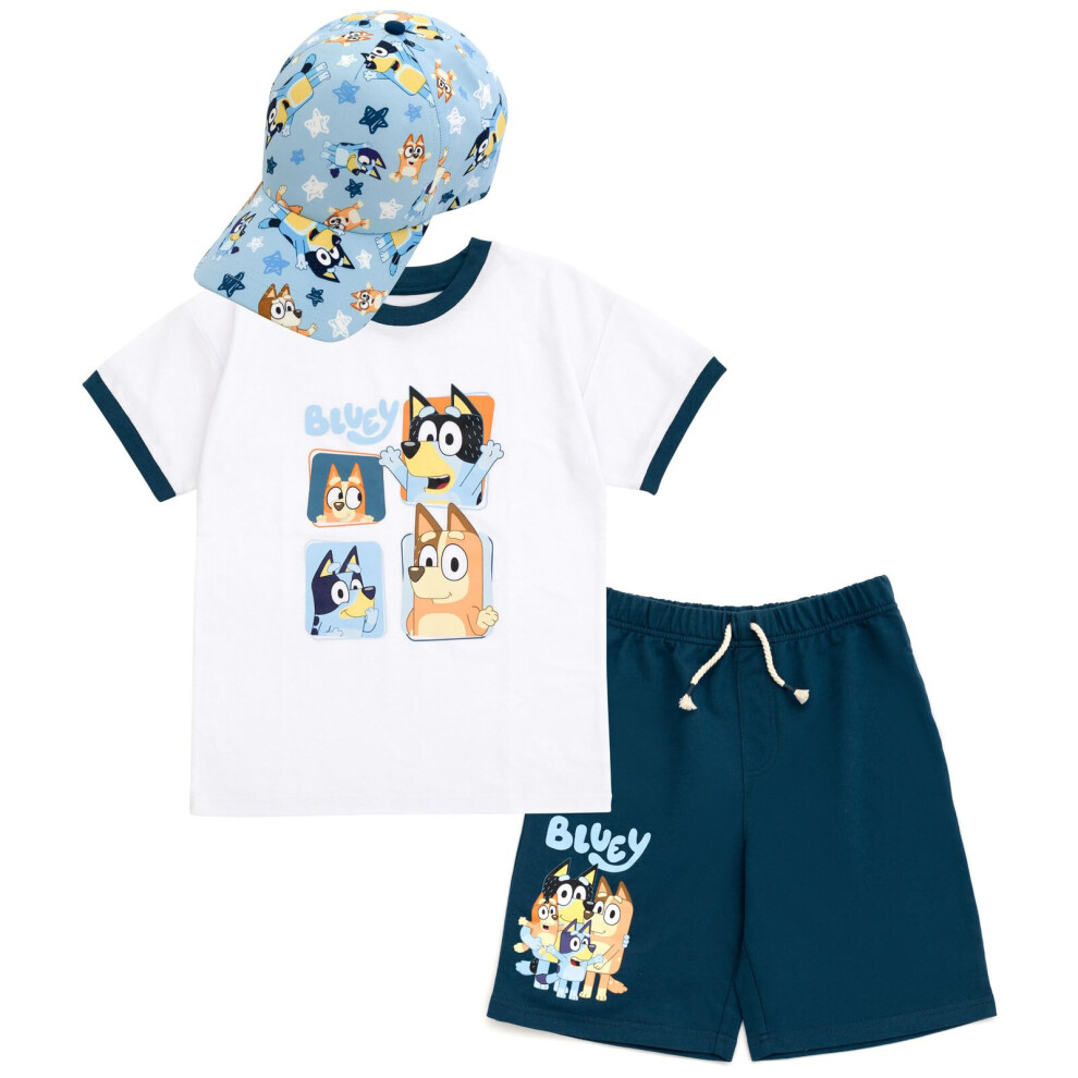 Bluey Family Little Boys Drop Shoulder T-Shirt French Terry Shorts & A