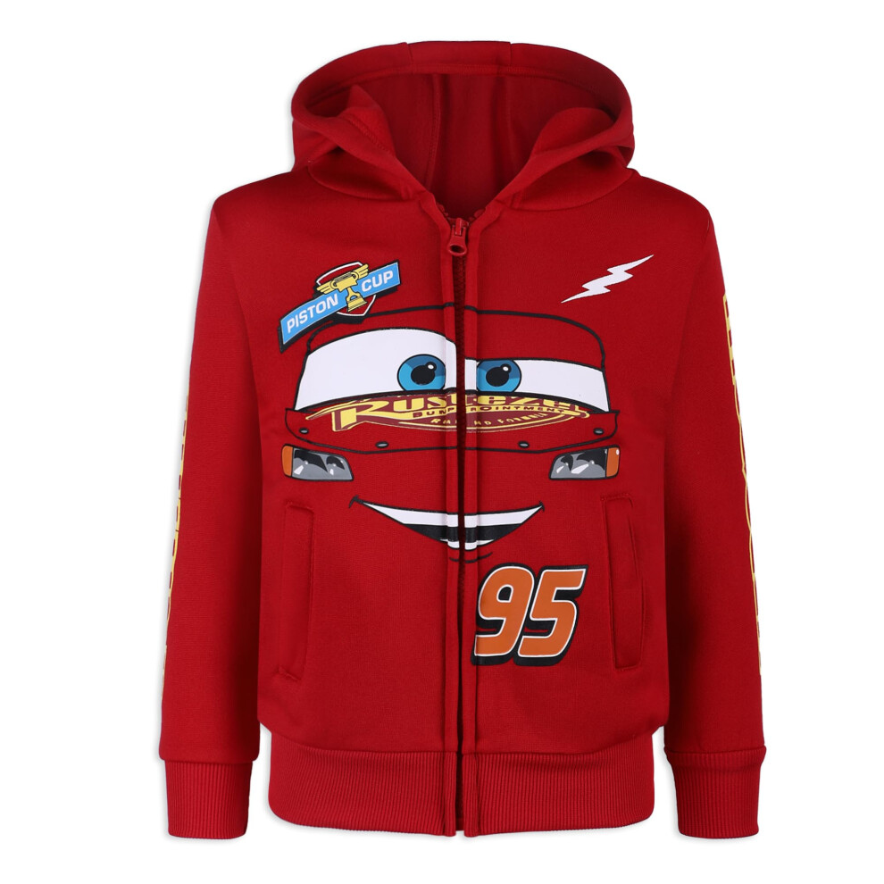 Disney Cars Lightning McQueen Boys Zip Up Hoodie with Pockets for Todd