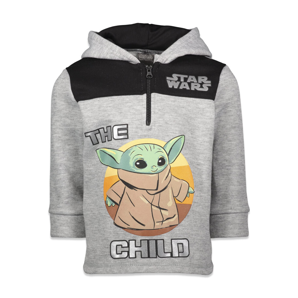 STAR WARS The Child Big Boys Fleece Half Zip Pullover Hoodie Gray 10-1