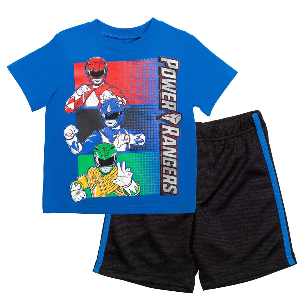 Power Rangers Toddler Boys T-Shirt and Mesh Shorts Outfit Set Blue/Bla